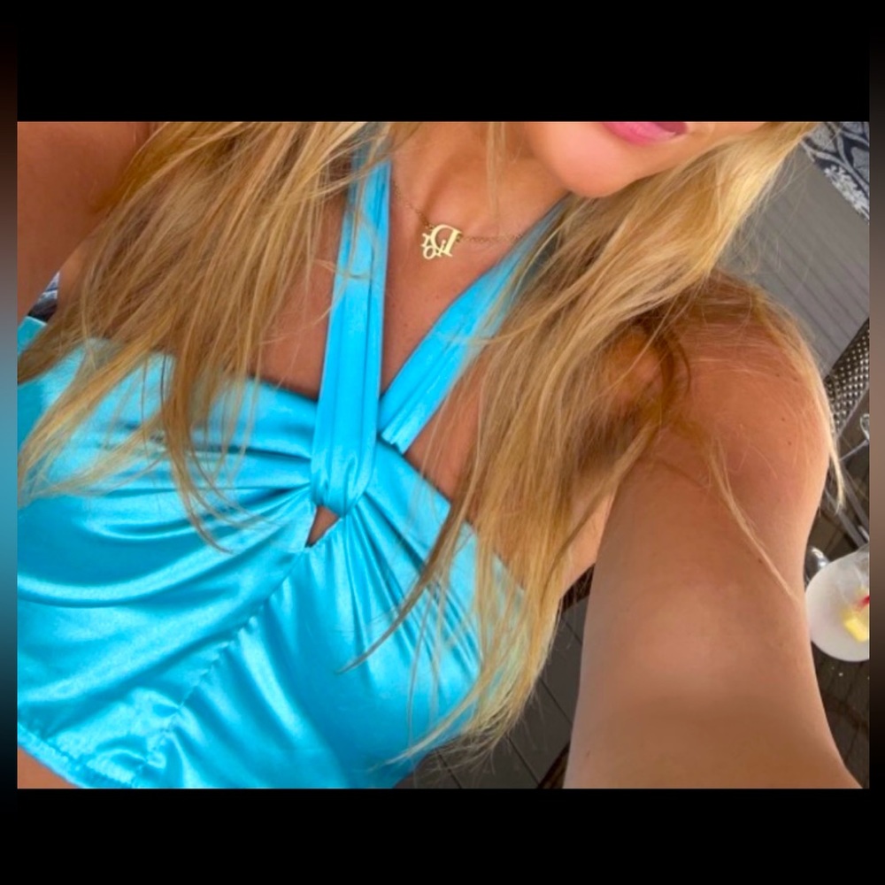 satin wrap around neck crop top